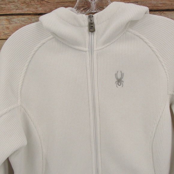 SPYDER White Zipper Front Sweater Hoodie Jacket L - Picture 4 of 16